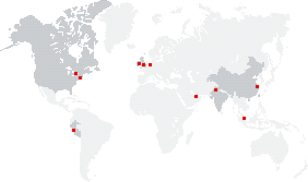 A map highlighting BDP studios around the world.